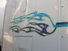 Pinstriping white truck